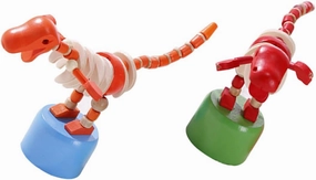 Kisangel 2pcs Cartoon Dinosaur Rocking Wooden Skeleton Dancing for Interactive Play Enhances Hand Eye Coordination and Parent Bonding Random Color