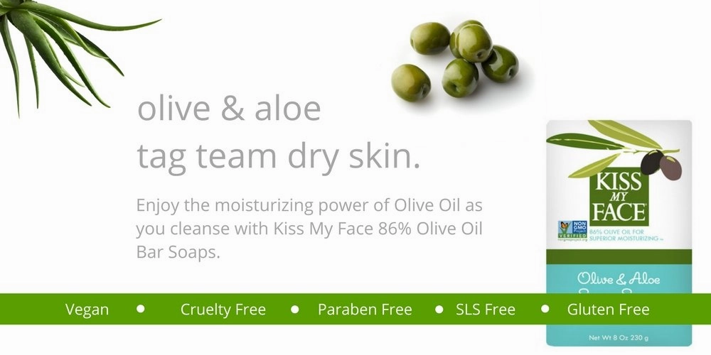 Kiss My Face Pure Olive Oil and Aloe Vera Moisturizing Bar Soap, 8 Ounce, 3 Pack (Packaging May Vary)