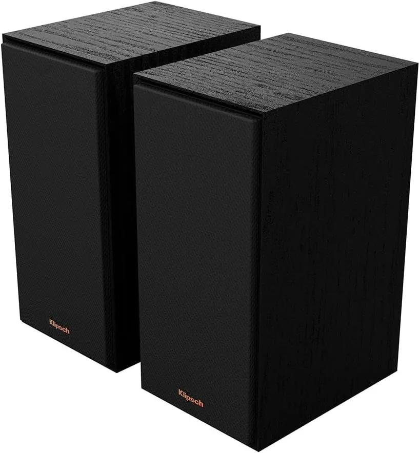 Klipsch Reference R-40PM Powered Bookshelf Speakers - 90-Degree x 90-Degree Tractrix Horn - Linear Travel Suspension - Sleek, Modern Appearance