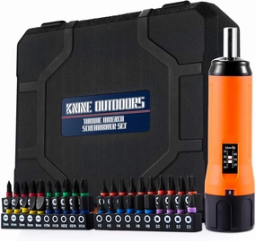 KNINE OUTDOORS Torque Screwdriver Wrench Driver Set 10-70 Inch Pounds lbs for Maintenance with T-bar Handle, 40 Hex Bits, 1/4" Socket, Shaft Extension, For Tools, Bike Repairing and Mounting (Orange)