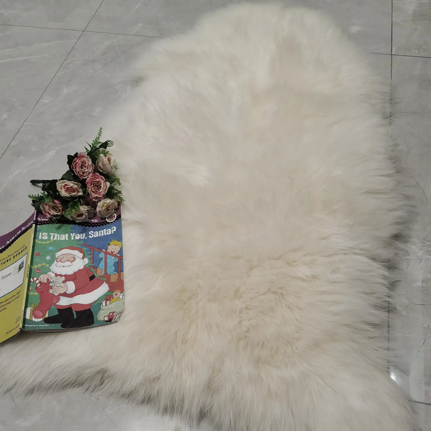 Kopal Genuine Australian Sheepskin Rug, Real Lambskin Area Rug, 2x3 ft Single Pelt, Natural White