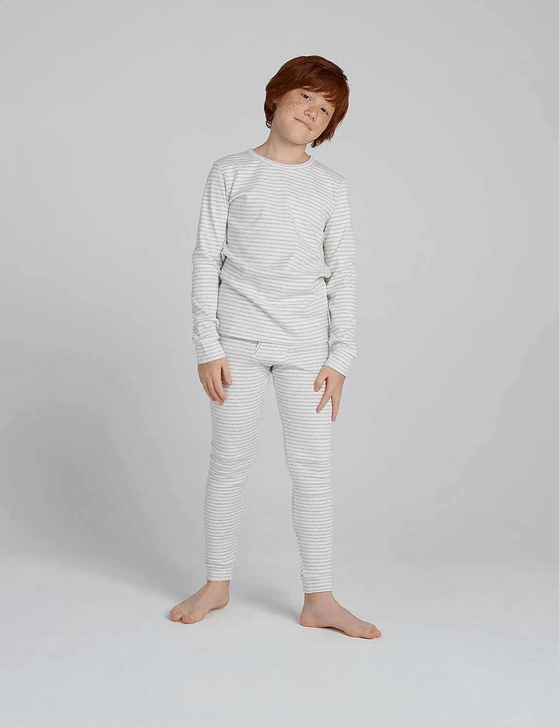 LAPASA Kids Thermal Underwear Set 100% Cotton Soft Long Johns Base Layer Boy & Girl Top & Bottom Winter B10/G09