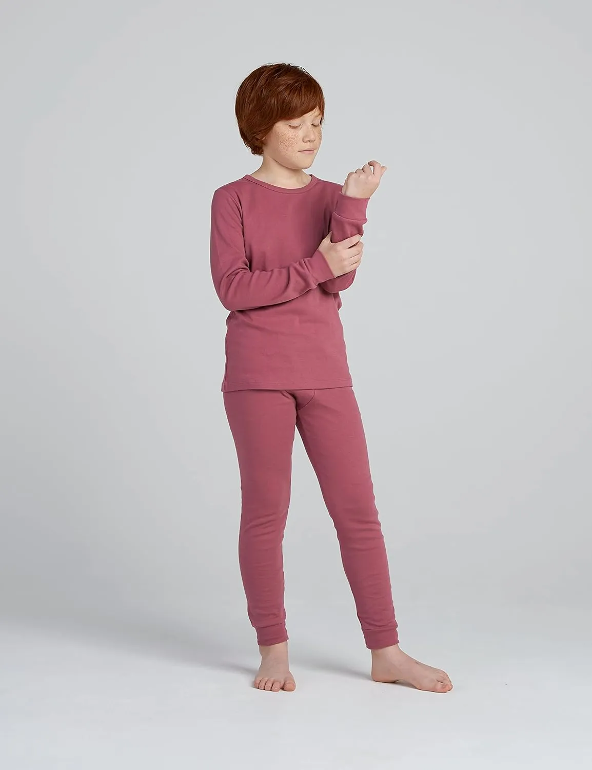 LAPASA Kids Thermal Underwear Set 100% Cotton Soft Long Johns Base Layer Boy & Girl Top & Bottom Winter B10/G09