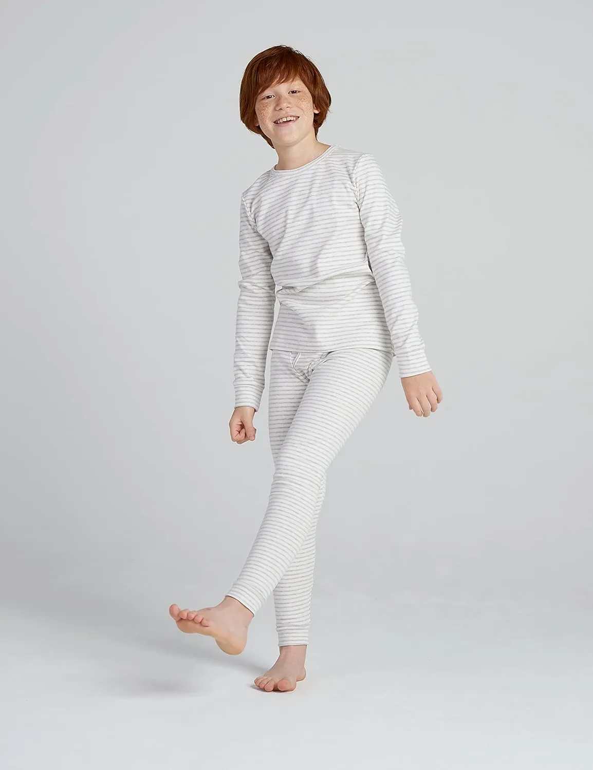 LAPASA Kids Thermal Underwear Set 100% Cotton Soft Long Johns Base Layer Boy & Girl Top & Bottom Winter B10/G09