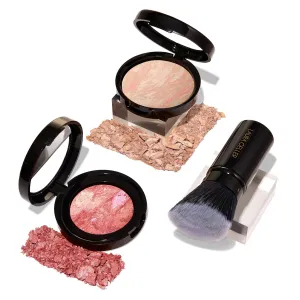 LAURA GELLER NEW YORK 40  Club Blush-n-Balance 3pc Kit: Baked Balance-N-Brighten Color Correcting Foundation, Porcelain   Retractable Kabuki Brush   Baked Blush-N-Brighten, Tropic Hues