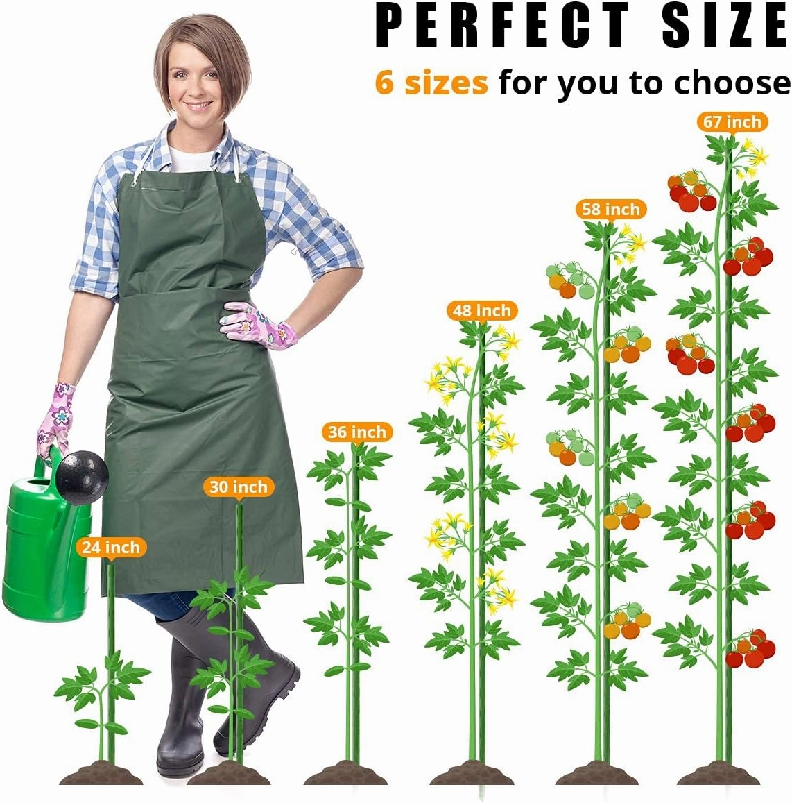 LAVEVE Garden Stakes 58 Inches Heavy Duty Steel Tomato Stake, Plastic Coated Support for Securing Trees, Climbing Plants, Cucumber, Beans, Pack of 40