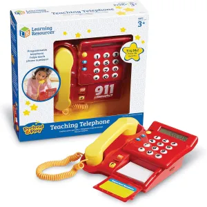 Learning Resources Teaching Telephone - 1 Piece, Ages 3  Toddler Learning Toys, Pretend Play Telephone, Toy Telephone, Phone for Kids, Pre-Recorded Greetings, Develops Memory Skills