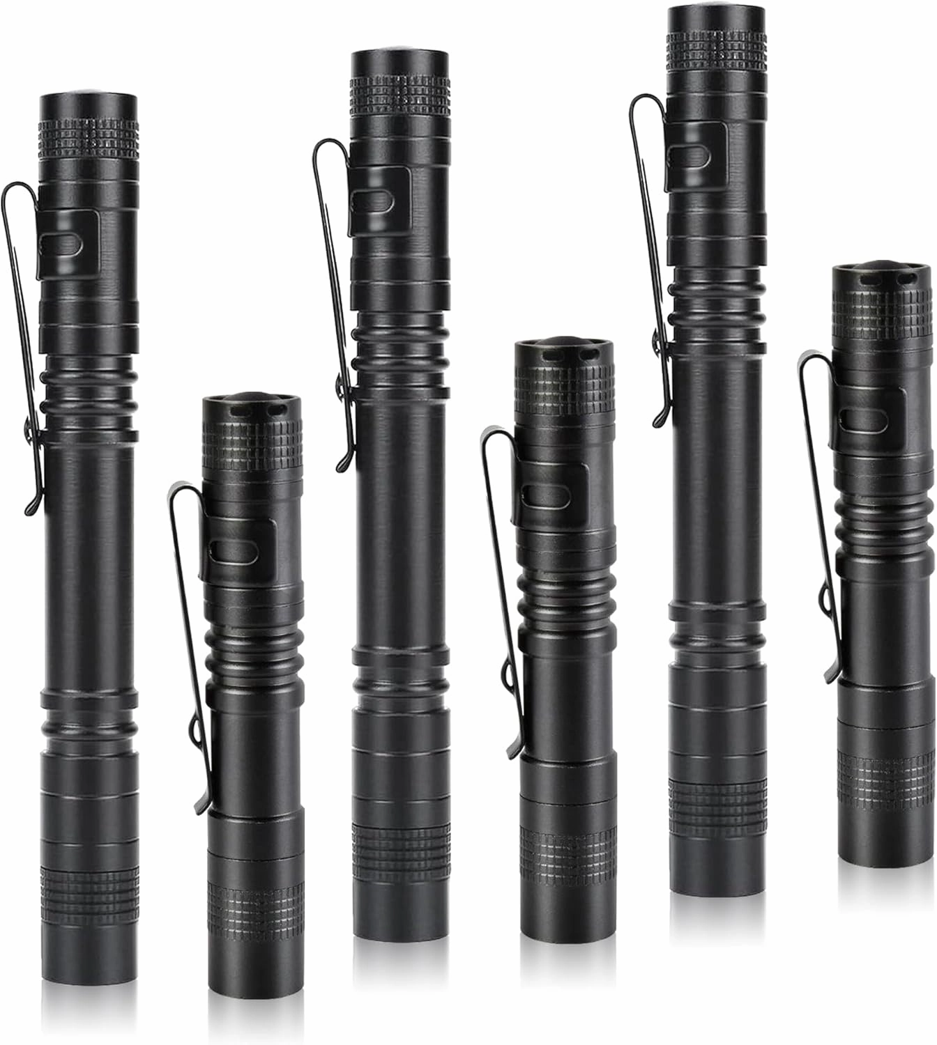 LED Pocket Pen Flashlight with Clip, Single Mode, AAA Battery Operated, Compact Portable Flashlights for Work, Emergency, 6-Pack