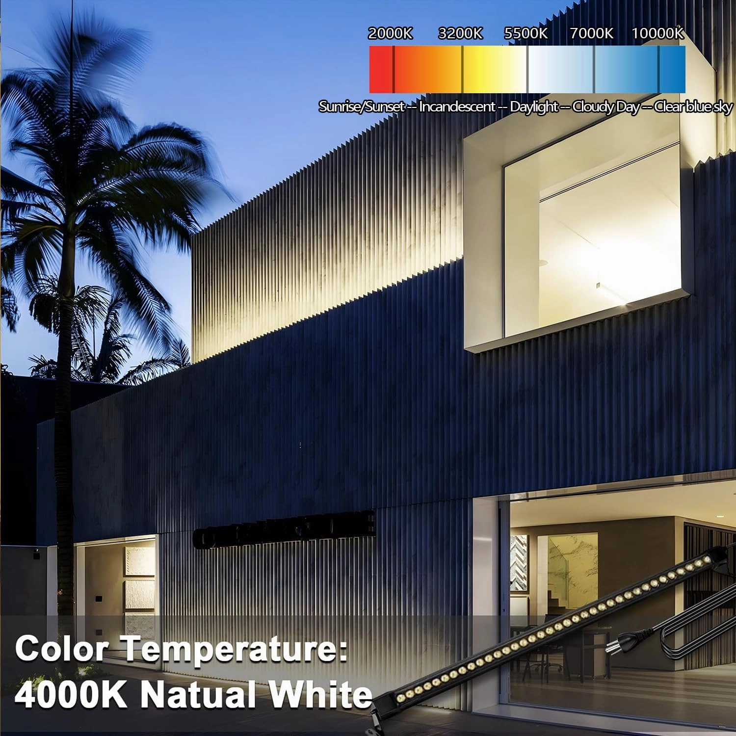 LED Wall Washer Light Bar, 72W 4FT 4000K Bright Natural White Wall Washer Lights, 120V 3850lm IP67 Waterproof Outdoor Wall Washer Light for Building Landscape Garden Patio, 2 Pack