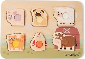 LEFT2RIGHT Wooden Puzzle for Toddlers 1-3 | montessori puzzle for 2 year old boy | Best Educational Puzzle Wooden for Motor Skills & Sensory Learning | Wooden Peg Puzzles for Toddlers 1-3 Farm Edition