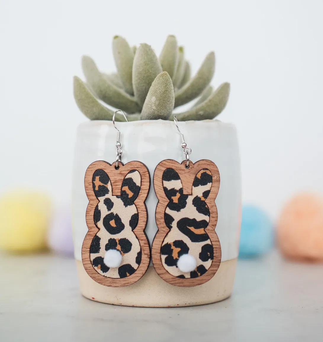 Leopard Easter Bunny Dangle Earring