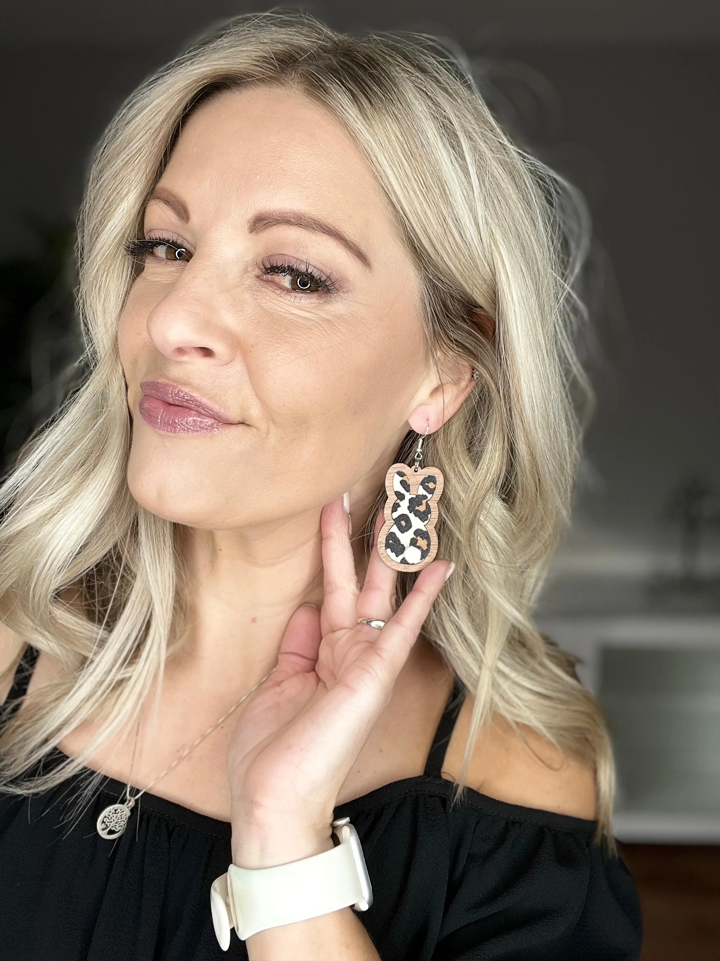 Leopard Easter Bunny Dangle Earring