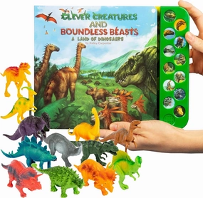 Li'l-Gen Dinosaur Toy Set for Kids Ages 3-5 - Sound Book with Realistic Roars and 12 Large 7-Inch Dino Figures - Educational Playset for Toddlers and Imaginative Exploration