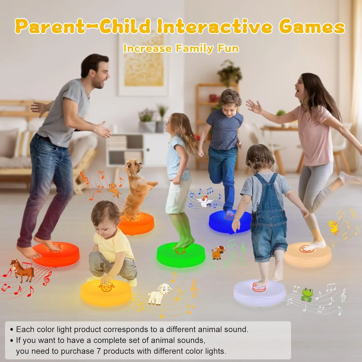 Light Up Music Floor Games, Touch Sensitive Floor Tiles Toddler Toy, Interactive Games for Kids, Musical Toys with Animal Sounds - Yellow (Sheep)