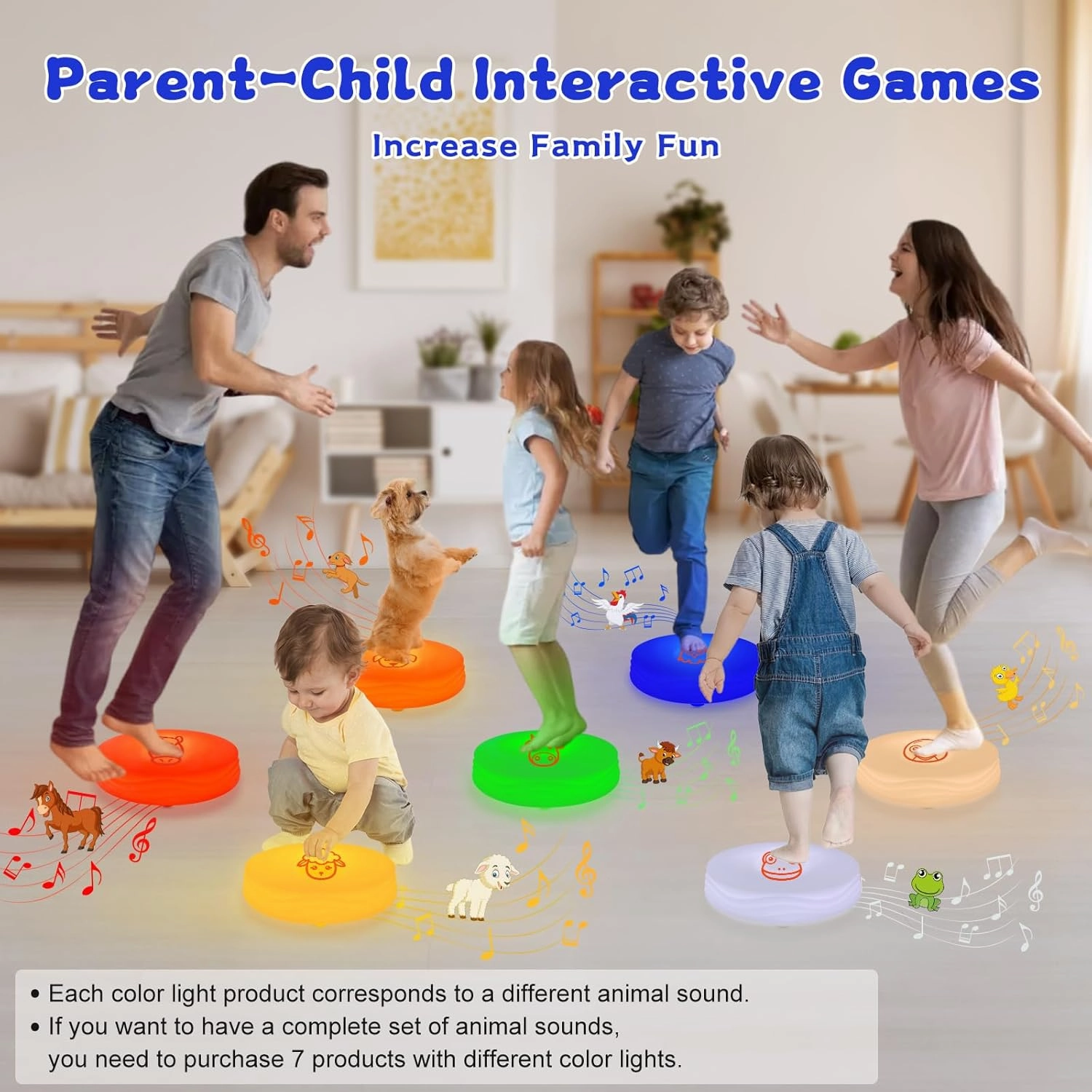 Light Up Music Floor Games, Touch Sensitive Floor Tiles Toddler Toy, Interactive Games for Kids, Musical Toys with Animal Sounds - Blue (Chicken)