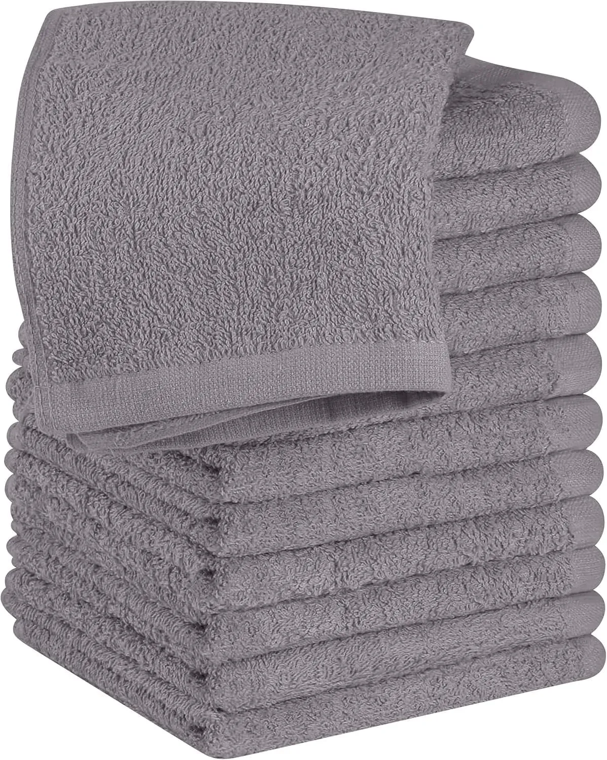 Linteum Textile Supply Premium Washcloths Set 100% Ring Spun Cotton Zero Twist Wash Cloths 12x12 Inches Absorbent Hand Towels Quick Dry Face Towels for Bathroom, Spa, Gym [Pack of 24] Dove/Lilac