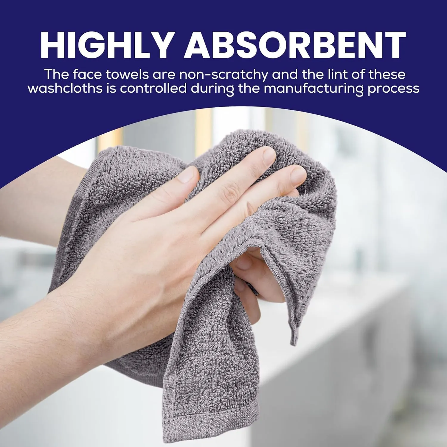 Linteum Textile Supply Premium Washcloths Set 100% Ring Spun Cotton Zero Twist Wash Cloths 12x12 Inches Absorbent Hand Towels Quick Dry Face Towels for Bathroom, Spa, Gym [Pack of 24] Dove/Lilac