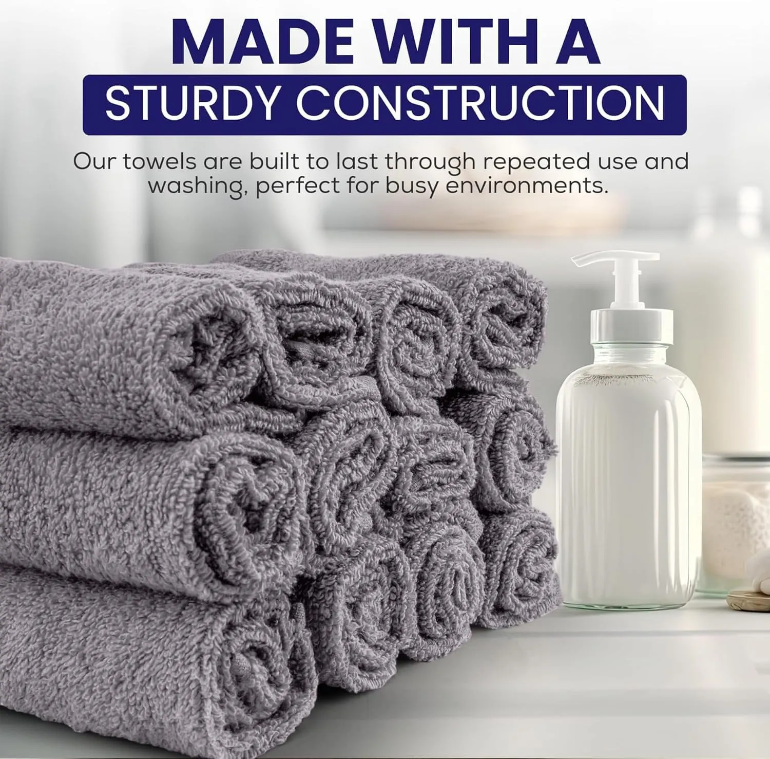 Linteum Textile Supply Premium Washcloths Set 100% Ring Spun Cotton Zero Twist Wash Cloths 12x12 Inches Absorbent Hand Towels Quick Dry Face Towels for Bathroom, Spa, Gym [Pack of 24] Dove/Lilac