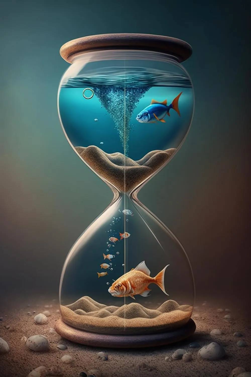 Little Fish in The Hourglass - 1000 Pieces High Difficulty Wooden Jigsaw Puzzle - Family Entertainment Leisure Fun Interactive, Relaxing Holiday Puzzles & Modern Summer Home Decor