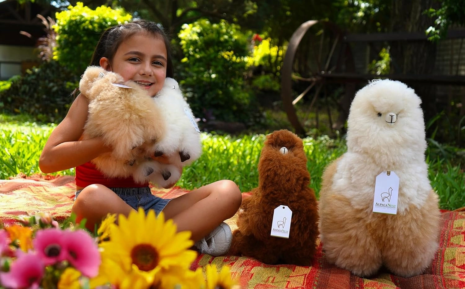 Llama Stuffed Animal – 9 inch. Cute, Soft and Cuddly Alpaca Plush Toy Handcrafted on Real Alpaka Natural Fur (9 inches, Beige)