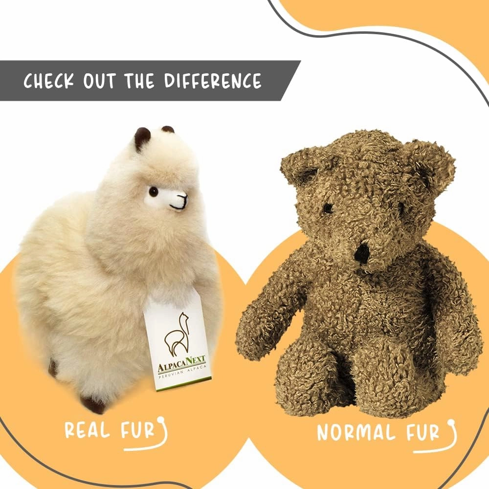 Llama Stuffed Animal – 9 inch. Cute, Soft and Cuddly Alpaca Plush Toy Handcrafted on Real Alpaka Natural Fur (9 inches, Beige)