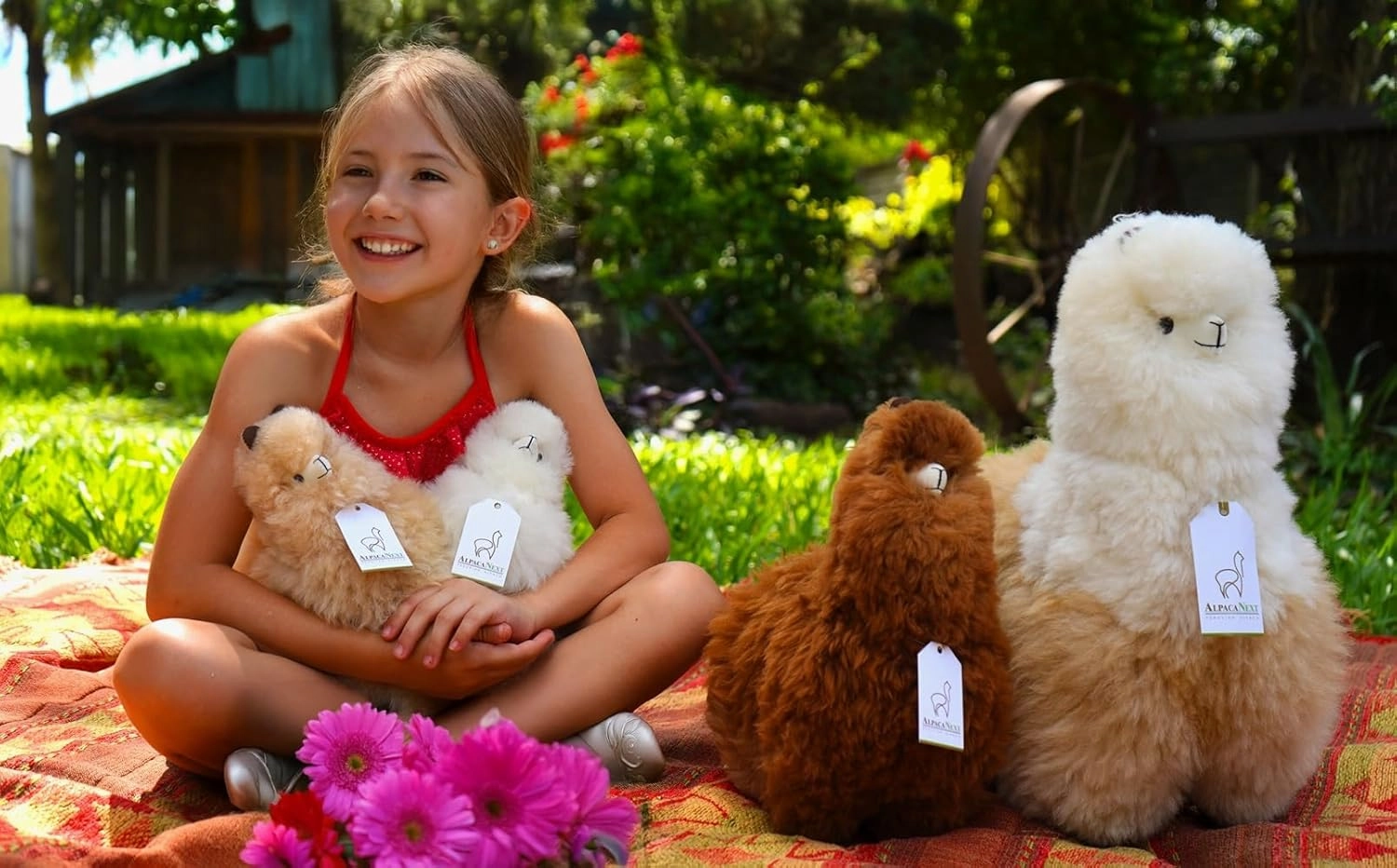 Llama Stuffed Animal – 9 inch. Cute, Soft and Cuddly Alpaca Plush Toy Handcrafted on Real Alpaka Natural Fur (9 inches, Beige)
