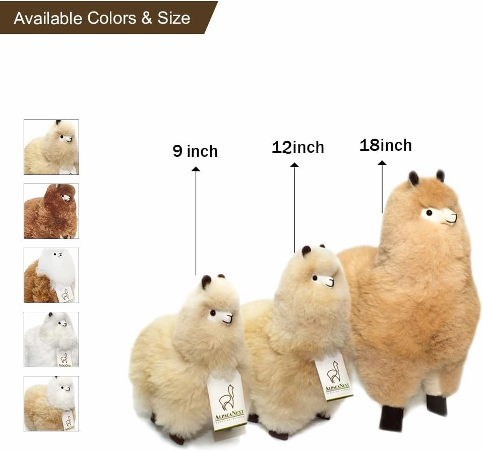 Llama Stuffed Animal – 9 inch. Cute, Soft and Cuddly Alpaca Plush Toy Handcrafted on Real Alpaka Natural Fur (9 inches, Beige)