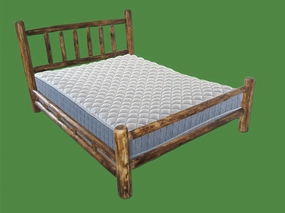 Log Bed Frame with Headboard, King Size - Torched Finish, Rustic, Solid Cedar Wood, Heavy Duty, Amish Handcrafted in USA