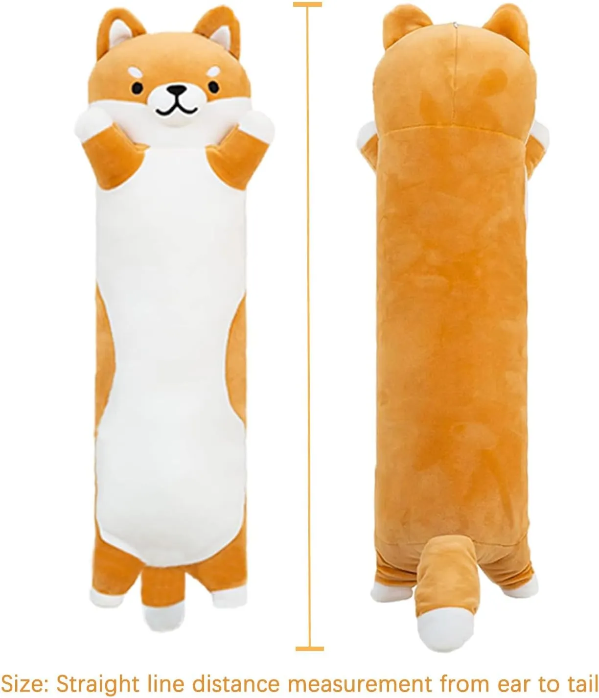 Long Shiba Inu Plush Body Pillow Giant Stuffed Animal Corgi Dog Plush Toys Hugging Pillow, Soft Long Dog Sleeping Cushion Gifts for Girls Boys (Yellow, 70cm/27.5inch)