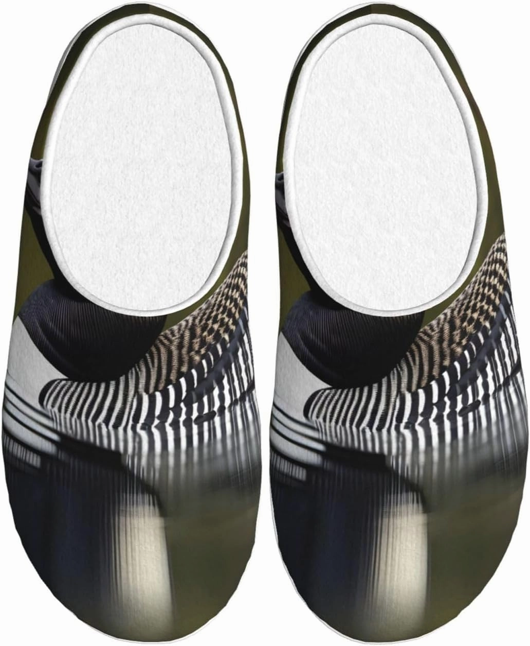 Loon Nature Bird print Winter Home Warm Slippers, Plush Soft Bottom Slippers, Womens Indoor Scuff Slippers