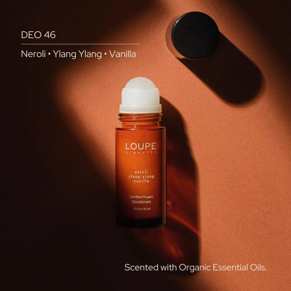 LOUPE | Certified Organic Deodorant Roll-on | 100% Natural & Plant-Based, Unisex, Sensitive Skin | Scented with Organic Essential Oils (DEO46 | Neroli, Ylang Ylang, Vanilla)