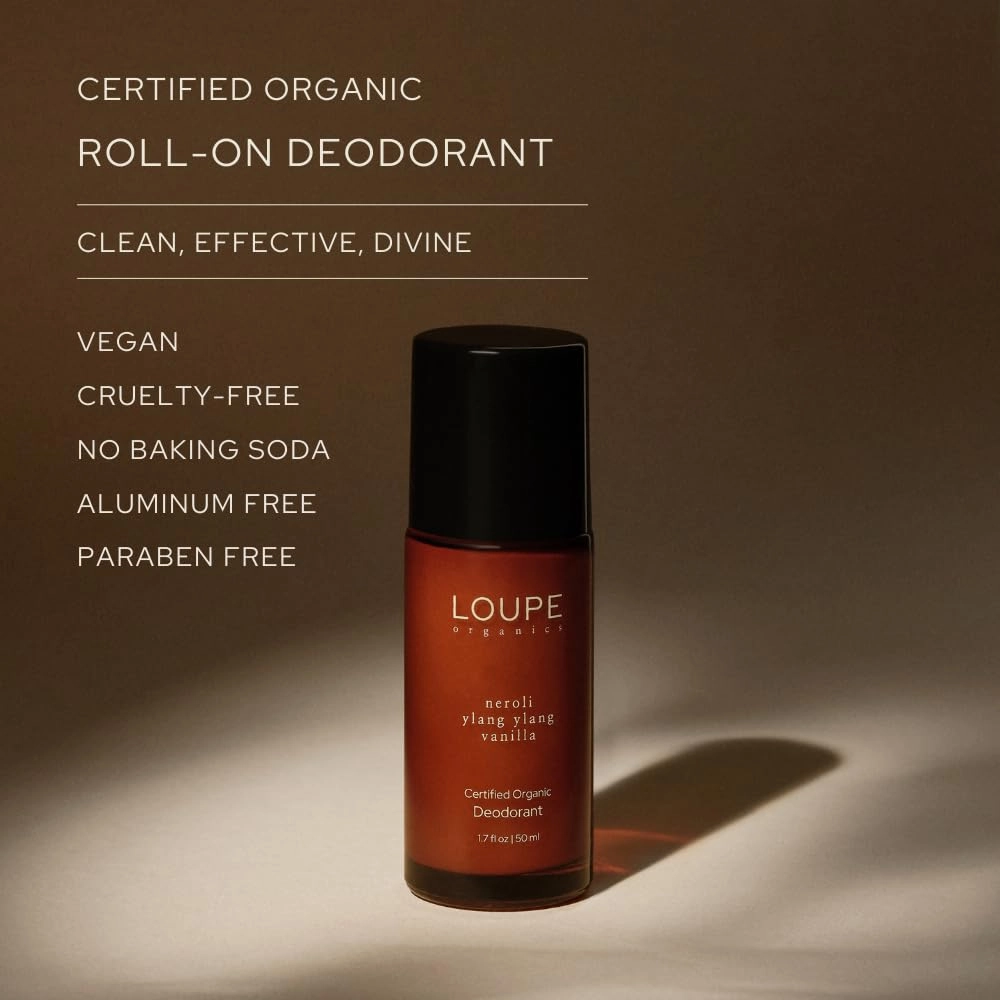 LOUPE | Certified Organic Deodorant Roll-on | 100% Natural & Plant-Based, Unisex, Sensitive Skin | Scented with Organic Essential Oils (DEO46 | Neroli, Ylang Ylang, Vanilla)