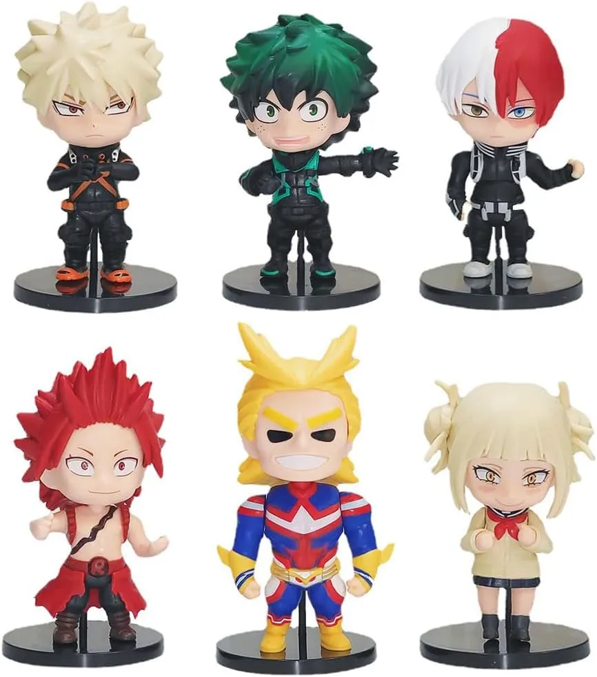 LUNK 6pcs MHA Todoroki Shouto Action Figures Anime Midoriya Izuku Statue Model Hand-Made Figurine Ornaments 10-12 CM Cake Decoration Gifts for Fans