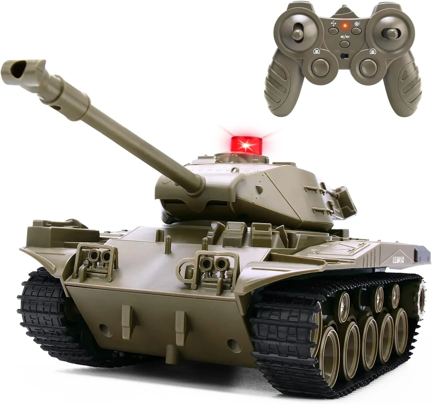 M41A3 American Army Battle Tank - Remote Control for Kids, Programmable RC With Lights & Realistic Sounds, Military All Terrain Off-Road Vehicle, Great Gift Toy for Boys