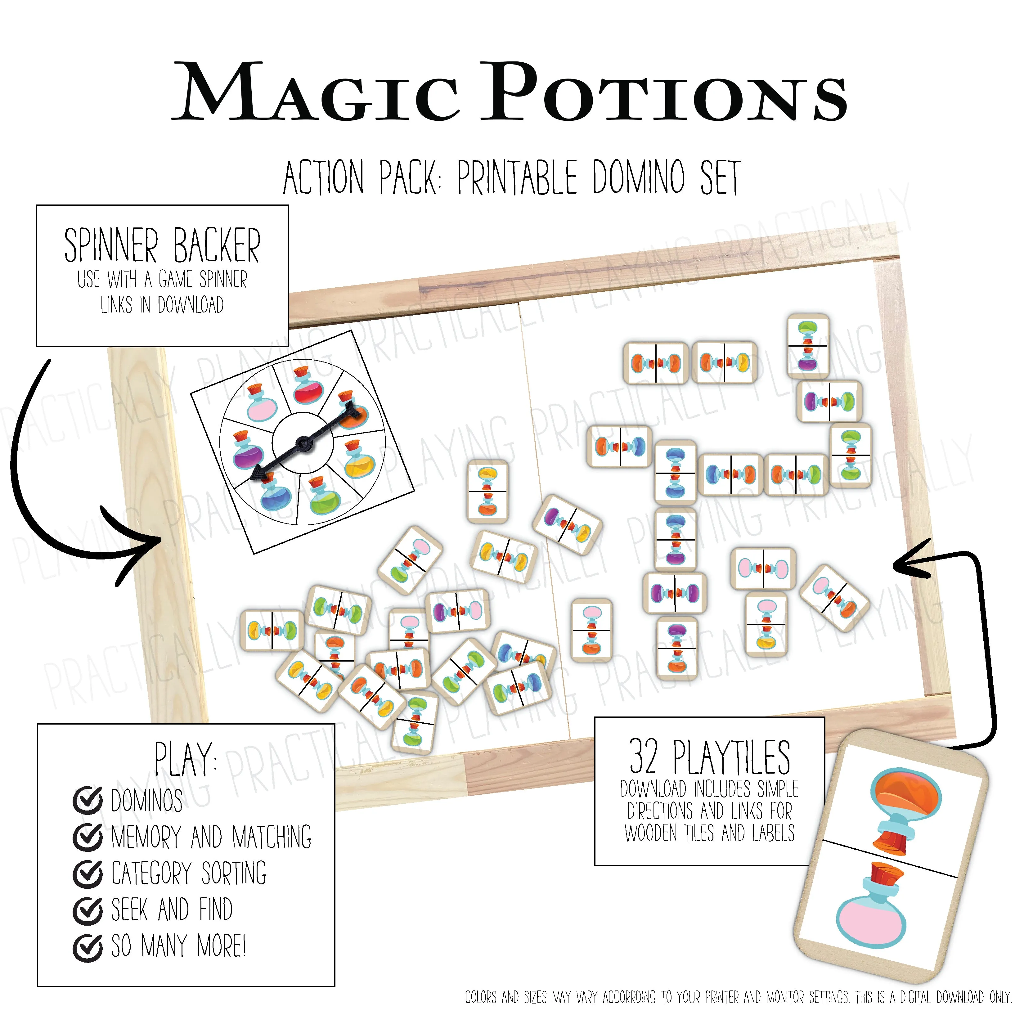 Magic Potions Puzzle and Math Pack: Printable Inserts, Dominos, Puzzles, Loose Parts and More