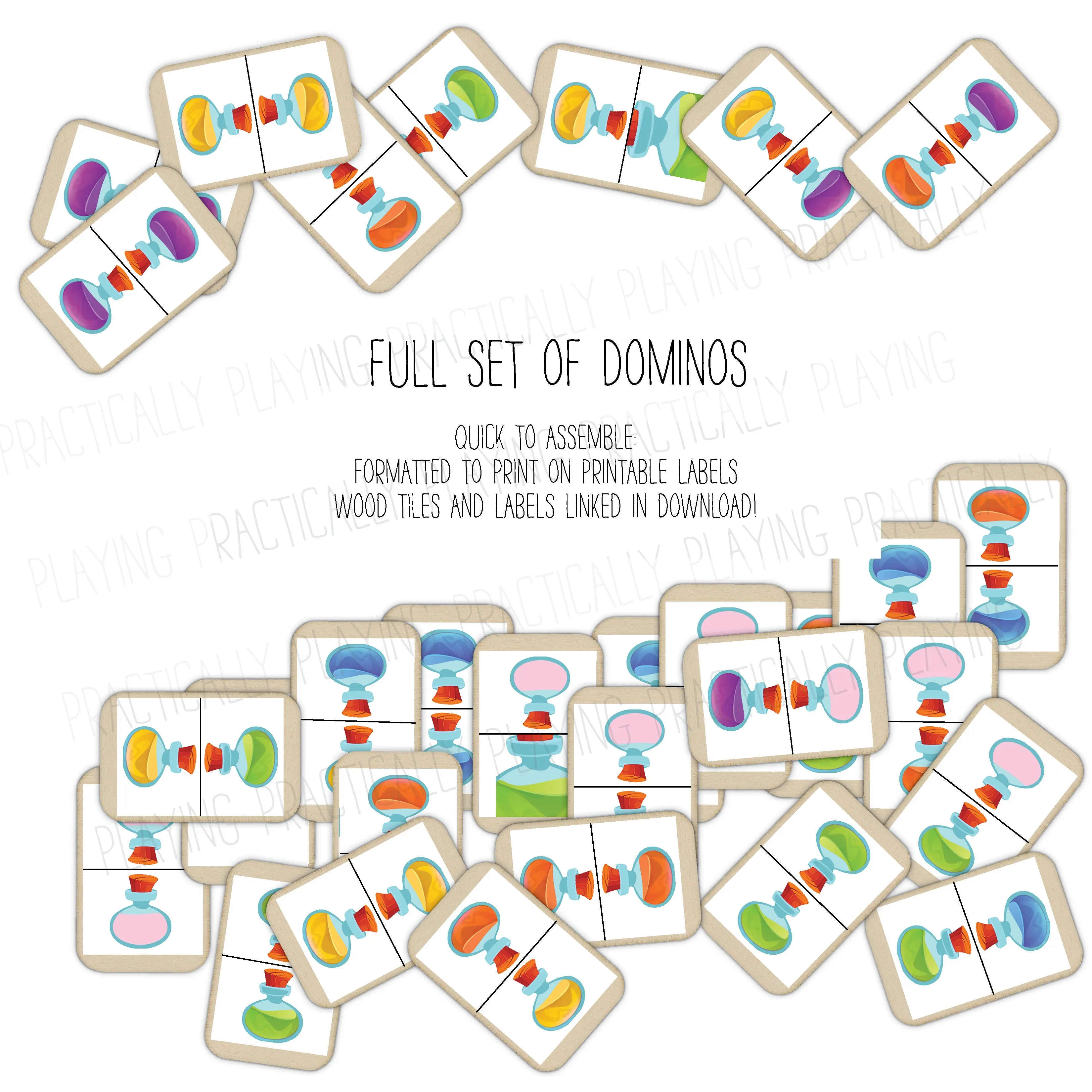 Magic Potions Puzzle and Math Pack: Printable Inserts, Dominos, Puzzles, Loose Parts and More