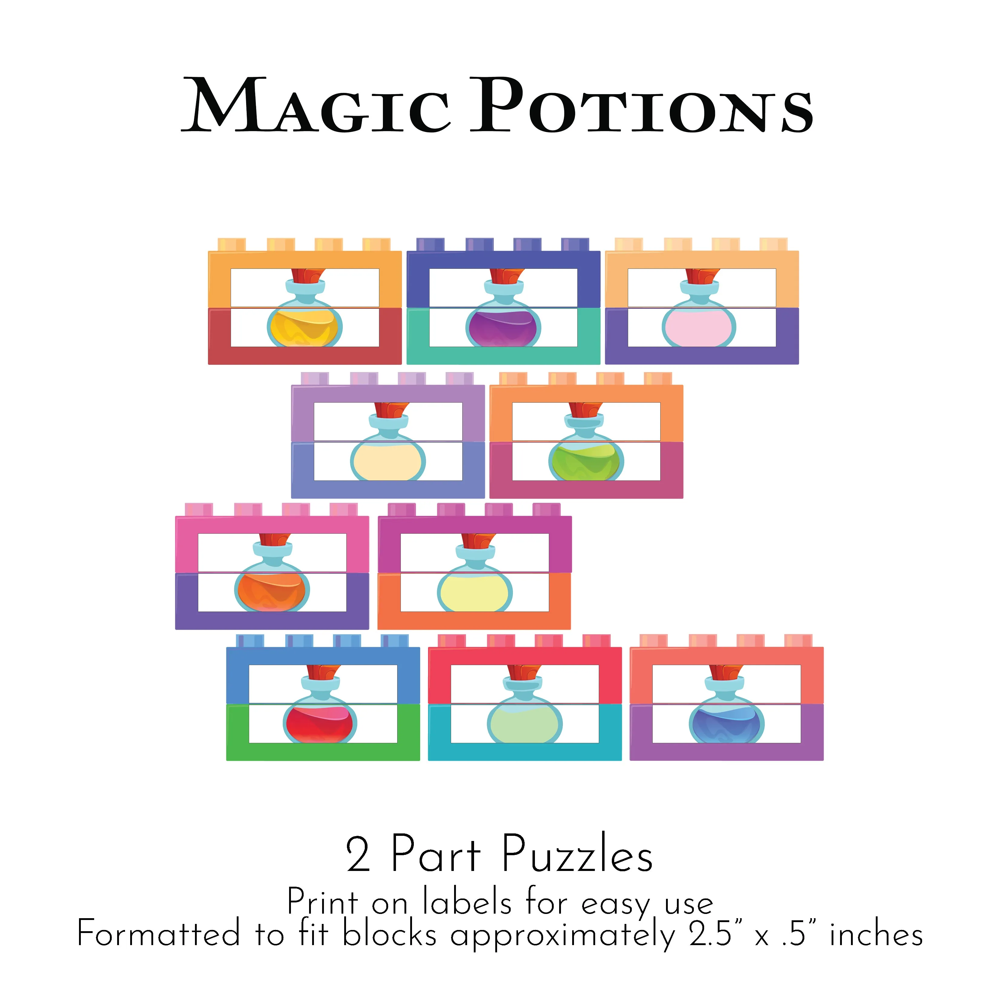 Magic Potions Puzzle and Math Pack: Printable Inserts, Dominos, Puzzles, Loose Parts and More