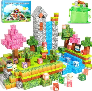 Magnetic Blocks 128Pcs Magnetic Building Blocks, Kids Toys for Boys and Girls Age 3 , Educational Sensory Magnetic Blocks Toys for Kids Birthday Gift