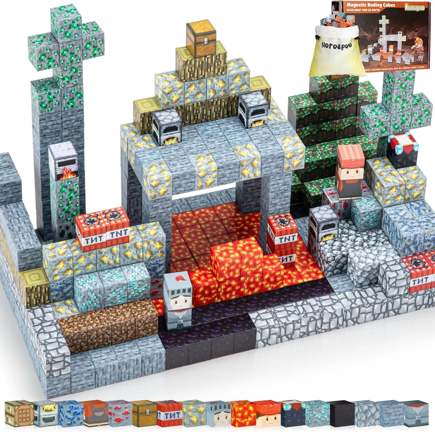 Magnetic Blocks - Build Mine Magnet Craft World Set, Magnetic Tiles LE Building go Blocks Toddler Toys STEM Sensory Outdoor Toys for 3  Year Old Boys & Girls, Creative Kids Games Kids Toys-110PCS