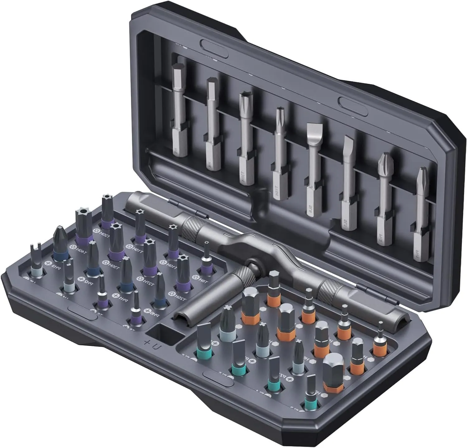 Magnetic Screwdriver Set, 42 in 1 DIY Ratchet Screwdriver Set for Father's Day Gifts, Multi Bit Magnetic Drive with 40 PCS Portable Repair Tool Kit for Home, Bike, Repairs(Grey)