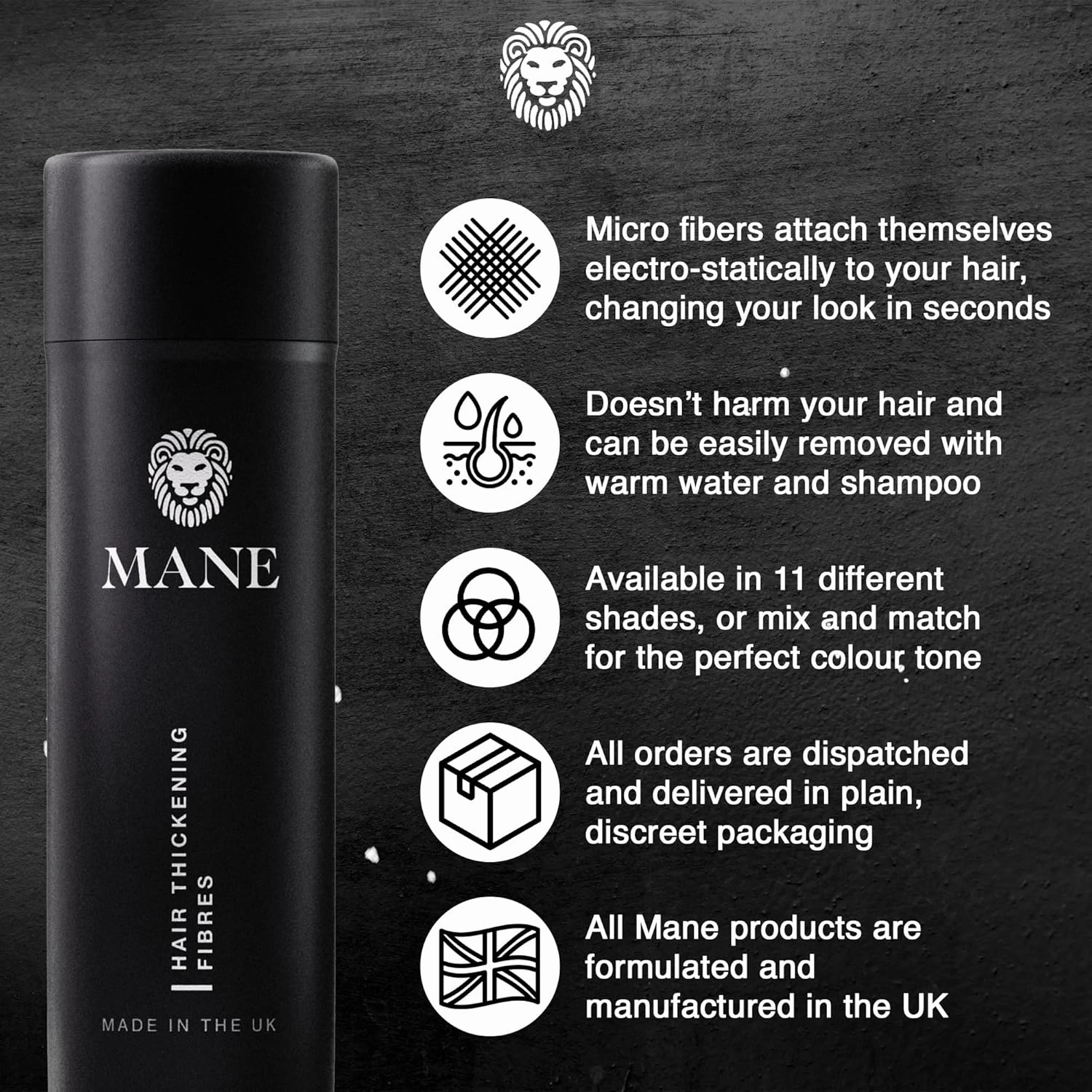 Mane Hair Fibers for Thinning Hair for Women & Men, Hair Thickener, Sprinkle-On Hair Building Fibers, Hair Illusion Hair Fibers Conceal Hair Loss & Bald Spot, Easy Apply, Long Lasting - Ginger