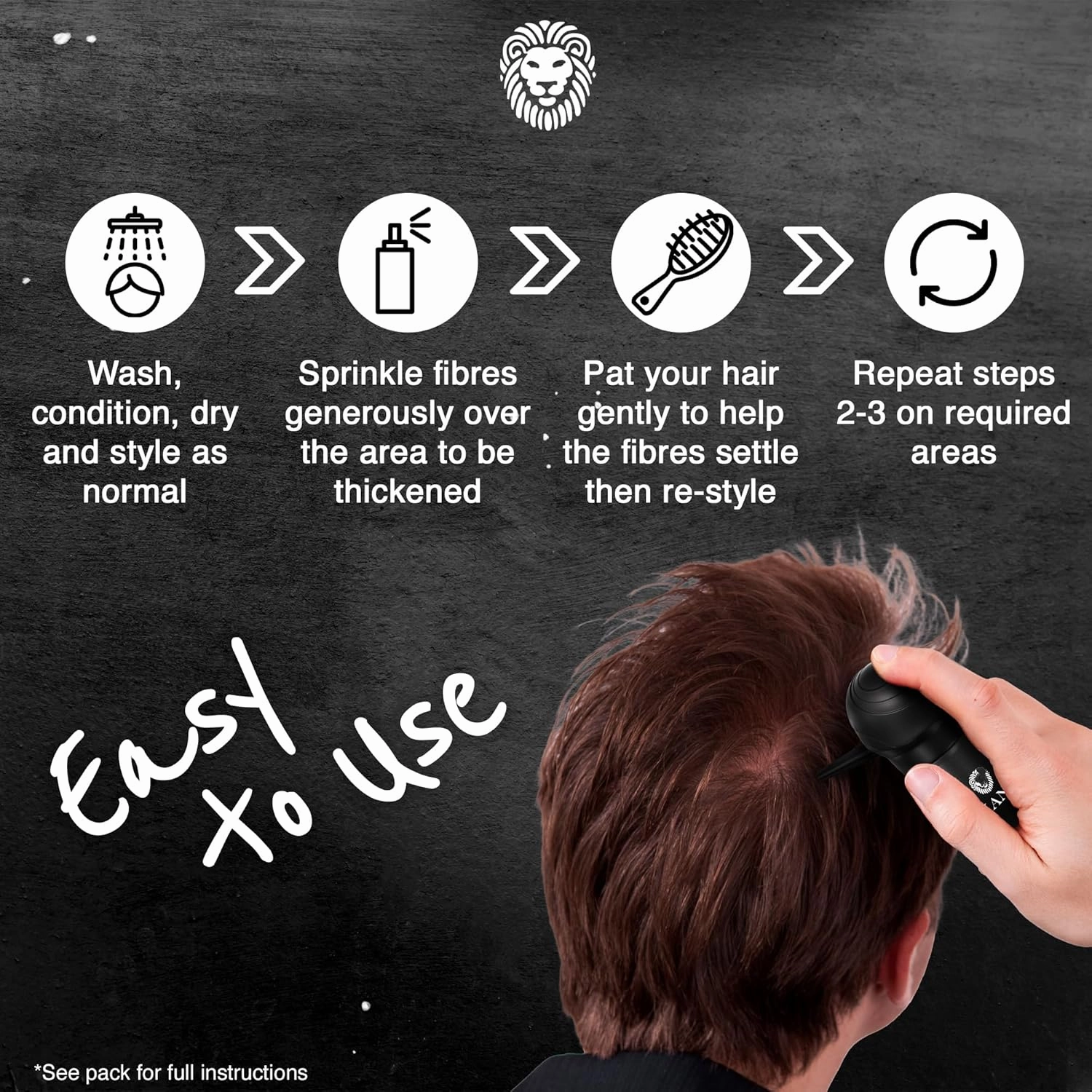 Mane Hair Fibers for Thinning Hair for Women & Men, Hair Thickener, Sprinkle-On Hair Building Fibers, Hair Illusion Hair Fibers Conceal Hair Loss & Bald Spot, Easy Apply, Long Lasting - Ginger