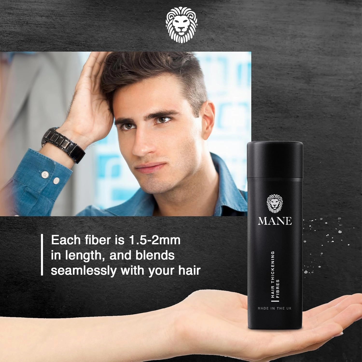 Mane Hair Fibers for Thinning Hair for Women & Men, Hair Thickener, Sprinkle-On Hair Building Fibers, Hair Illusion Hair Fibers Conceal Hair Loss & Bald Spot, Easy Apply, Long Lasting - Ginger