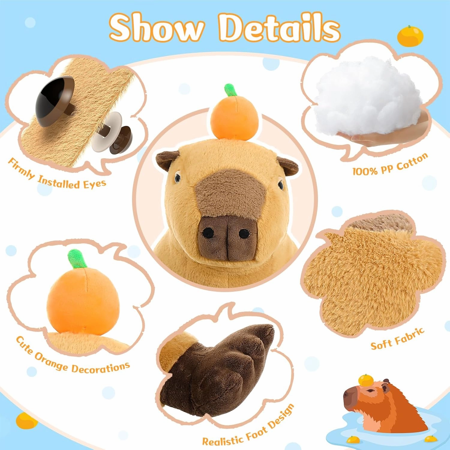 MaoGoLan Big Capybara Plush Toy, 24” Lifelike Large Capybara Stuffed Animal, Realistic Giant Stuffed Capybara Soft Body Hugging Pillow for Boy Girl, Best Gift for Special Day