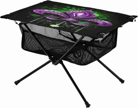 Mardi Gras Purple Portable Folding Camping Table, Compact Lightweight Beach Table with Carrying Bag for Outdoor Picnics, BBQs, Camp