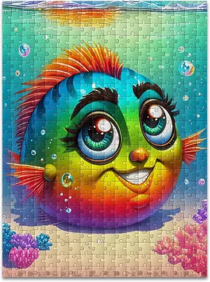 Marine Carp Puzzles for Adults - Cartoon Fish Jigsaw Puzzles for Adults DIY Jigsaw Puzzle Decorations Leisure Game Toy Suitable Family Friends Gifts for Women Men 500 Pieces