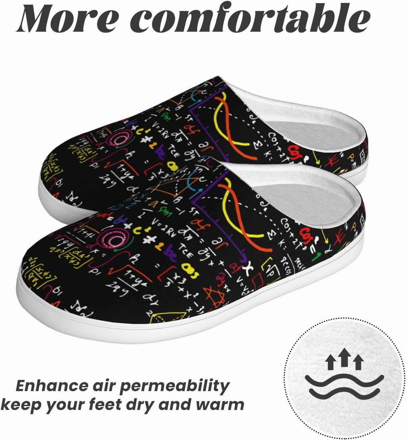 Math Formula print Men's Women's Slippers Comfort Closed Toe House Shoes Fall Winter Home Slippers Indoor Scuff