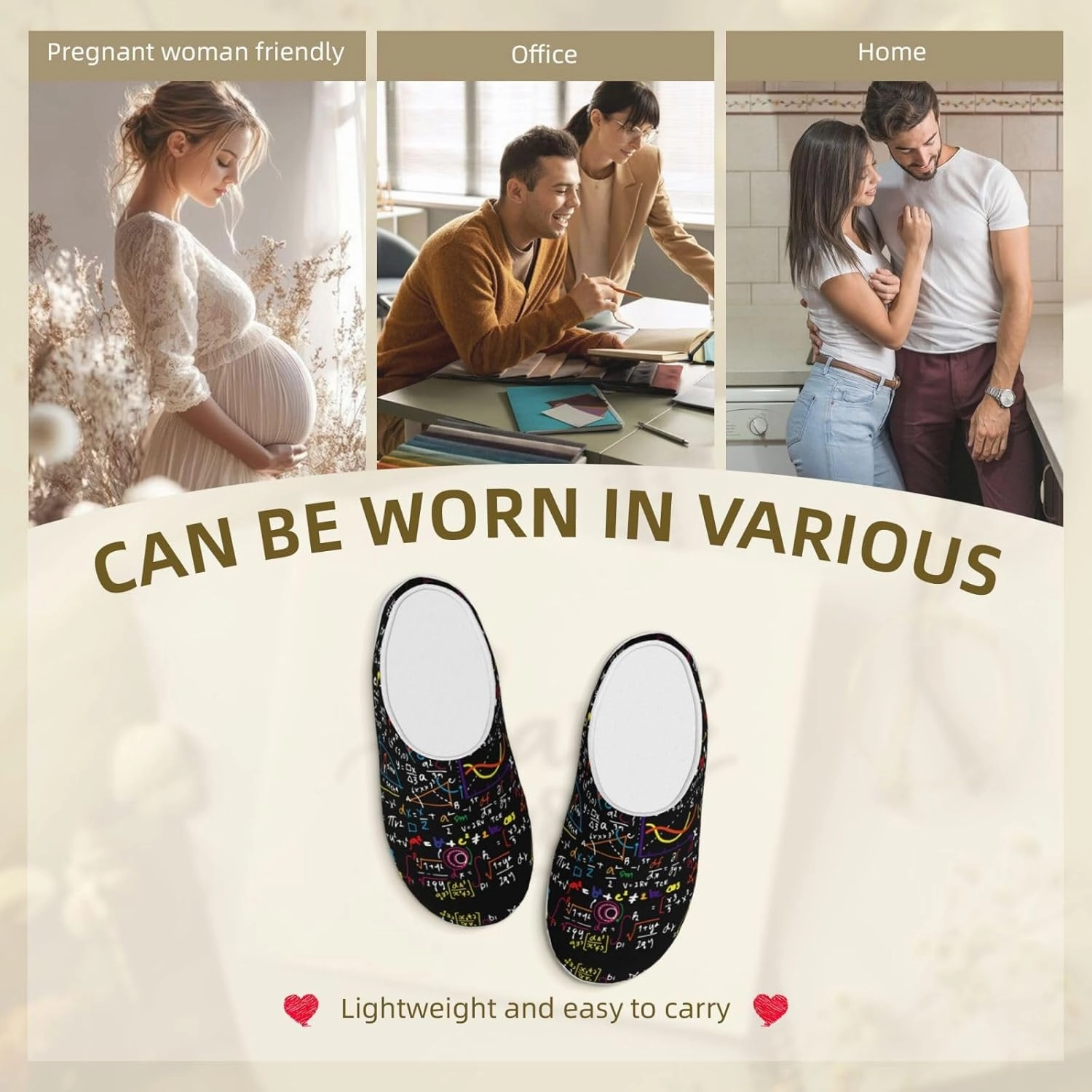 Math Formula print Men's Women's Slippers Comfort Closed Toe House Shoes Fall Winter Home Slippers Indoor Scuff