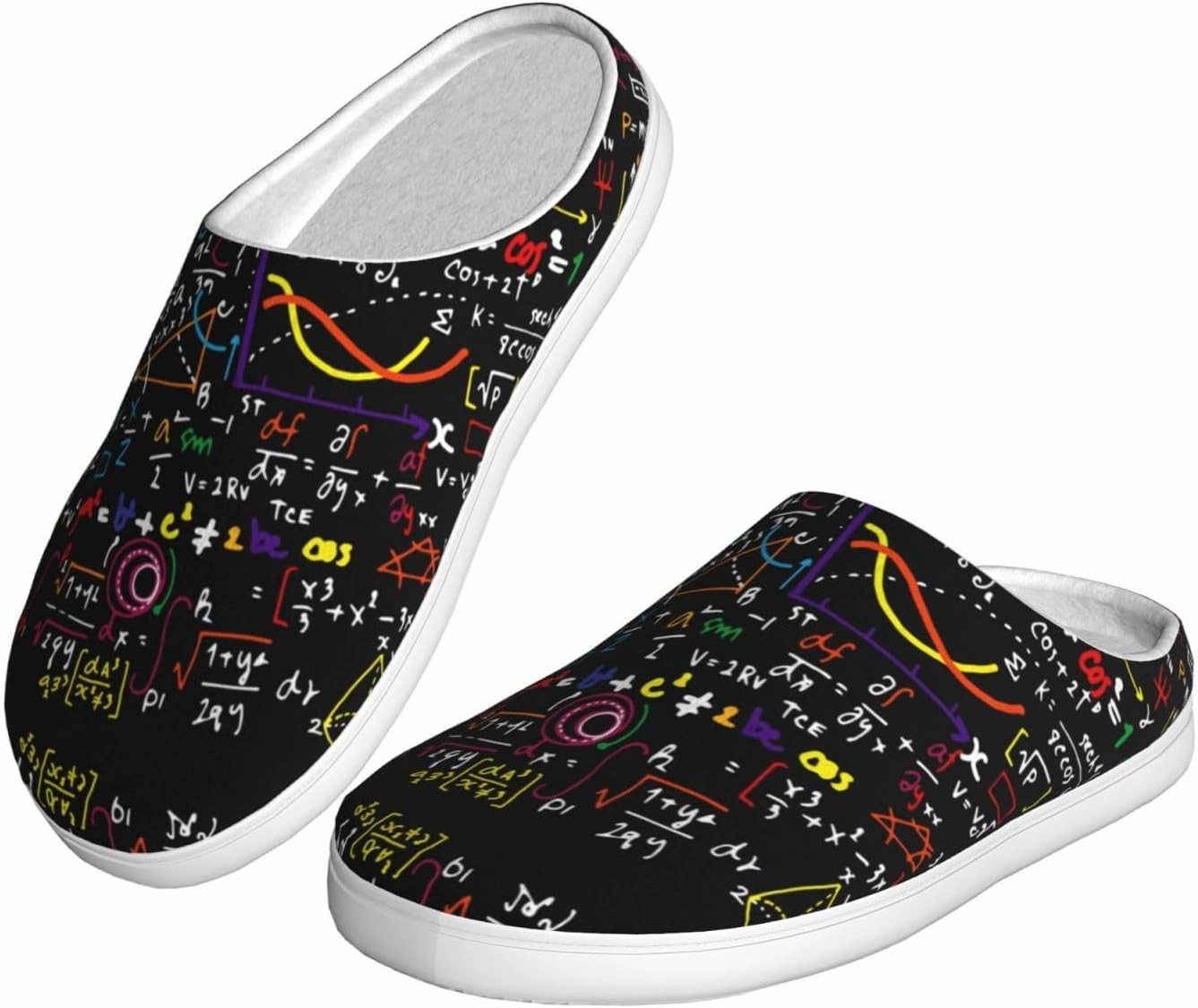 Math Formula print Men's Women's Slippers Comfort Closed Toe House Shoes Fall Winter Home Slippers Indoor Scuff