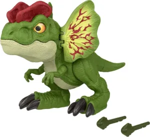 Mattel Jurassic World Dinosaur Toy, Uncaged Fierce Launchin Dilophosaurus Figure with Dart Style Shooting Action, Sound, 2 Projectiles